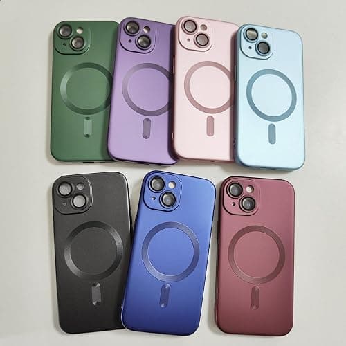 ankofave Magnetic Case for iPhone 14 Plus Phone Case for Women, Shockproof Matte Luxury Soft Metallic Luster Design with Camera Lens Protector, Compatible with Magsafe for iPhone 14 Plus 6.7"-Wine Red thumbnail 6