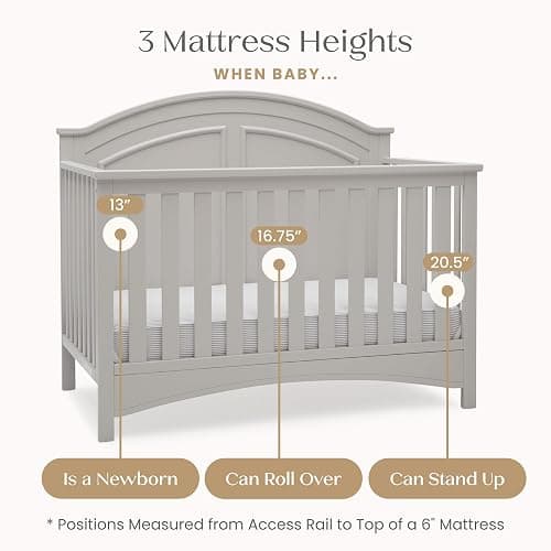 Delta Children Perry 6-in-1 Convertible Crib - Greenguard Gold Certified, Moonstruck Grey thumbnail 7