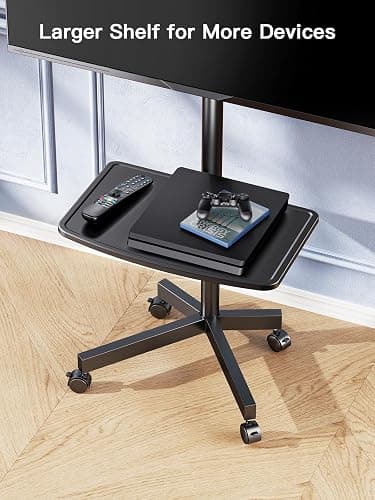 PERLESMITH Rolling TV Stand on Wheels for 23-60 Inch Flat Curved Screen TVs, Mobile TV Cart Holds up to 99 lbs -Portable TV Stand Adjustable Height with Shelf/Tray, Max VESA 400x400mm, PSTVMC04 thumbnail 6