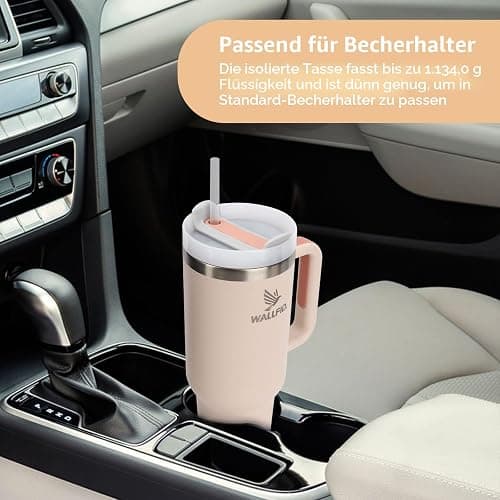 WALLFID 40oz Thermobecher aus Edelstahl, Vakuum-Isoliert mit Deckel, 3 Strohhalmen und 1 Strohhalm Bürste, Für Heiß- und Kaltgetränke, Ideal für Kaffee, Tee, Smoothies und Mehr(Rosenquarz) thumbnail 7