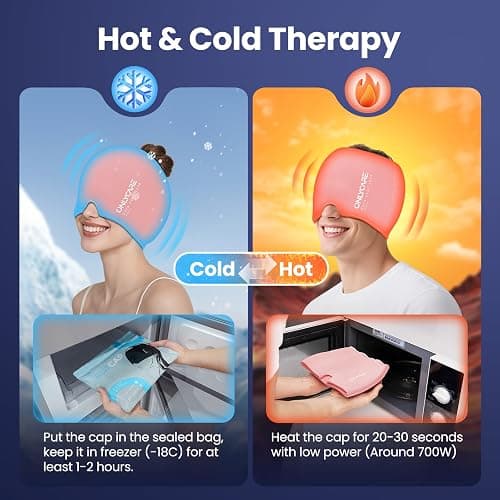 ONLYCARE Migraine Relief Cap, Headache Relief Cold Cap for Migraine Relief | Soothing Headache Ice Face Pack Mask, Cold Compress Head Wrap for Sinus, Tension, Stress, Hangover, Self Care Gifts for Women thumbnail 3