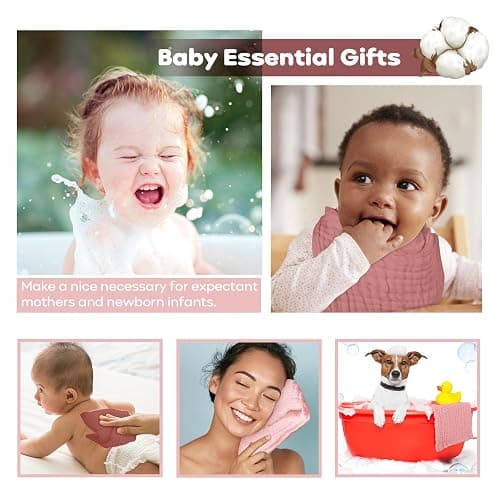 Yoofoss Muslin Baby Washcloths 100% Organic Cotton Face Towels 6 Pack Wash Cloths for Baby 12x12in Soft and Absorbent Baby Wipes (Gradient Pink) thumbnail 7