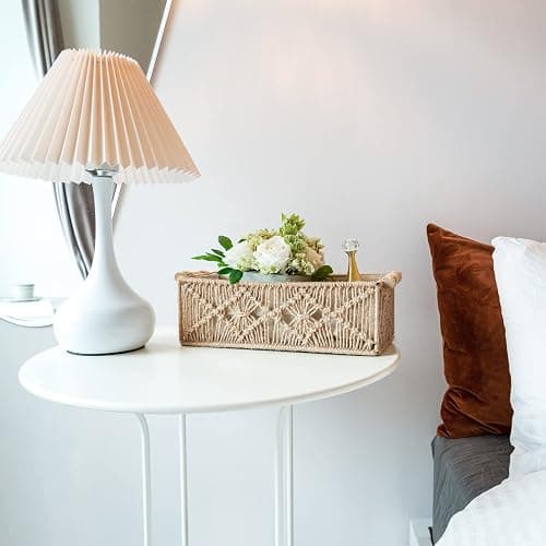 Mkono Macrame Storage Baskets Boho Decor Box Handmade Woven Decorative Countertop Toilet Tank Shelf Cabinet Organizer for Bedroom Livingroom Home, Set of 2, Brown thumbnail 4