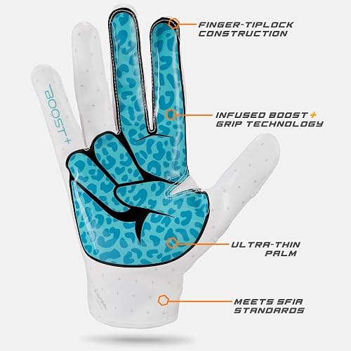 Grip Boost Football Gloves - Peace Stealth 6.0 Boost Plus Sticky Technology - Adult and Youth Football Gloves for Wide Receiver - Men's and Boys Sizes thumbnail 5