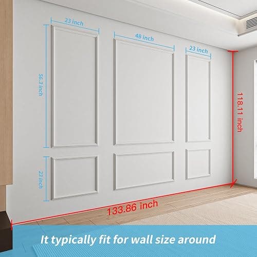 Art3d Pre-Cut Wall Molding Set of 6 pcs, Ready-to-Assemble Wainscoting Panels for Interior Wall Décor Living Room Bedroom Accent Wall - Installed with Glue, 3 Top 3 Bottom thumbnail 2