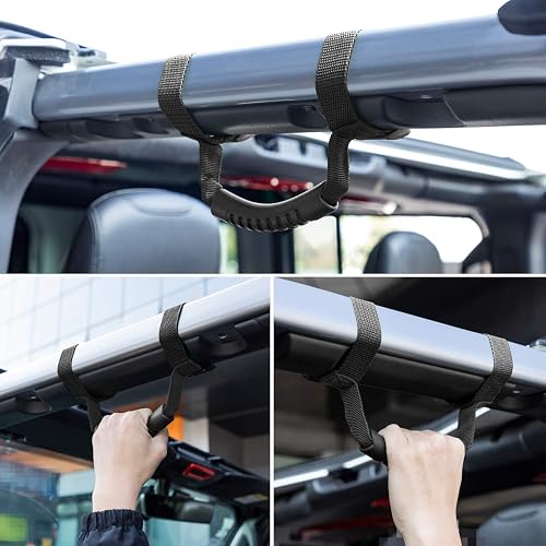 4 x Roll Bar Grab Handles Grip Handle for Jeep Wrangler YJ TJ JK JKU JL JLU Sports Sahara Freedom Rubicon X & Unlimited 1955-2024 2025 (Black) thumbnail 3