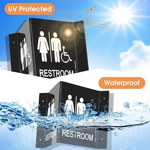 Faittoo Restroom Sign, Bathroom Signs, (2 Pack) 6 x 8 Inches Acrylic Sign, for Office or Business Bathroom and Toilet Door or Wall Decor, Indoor Outdoor Use, Black (Men and women with Handicap) thumbnail 4