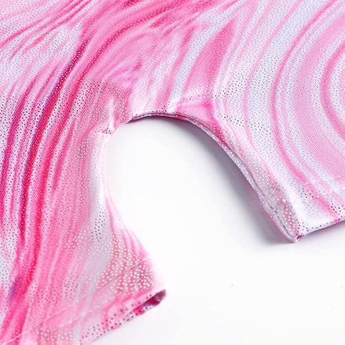 Leotards for Girls Gymnastics Toddler Dance Biketards Mermaid Unicorn Athletic Dance Wear Shiny Rainbow Blue Hotpink - 4-5 Years - Pink thumbnail 4