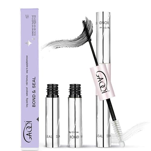 GAQQI Lash Cluster Glue, Lash Bond and Seal Waterproof, Bond & Seal Eyelash Glue for Clusters, Eyelash Adhesive Black Long-Lasting 72H, Latex-Free（5ml+5ml） - Image 1
