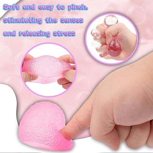 Kids Textured Multi Ball Set for Sensory Exploration, Soft Sensory Squeeze Toys for Boys Girls, Age 3 to Adult (Pink Ellipsoid) thumbnail 4