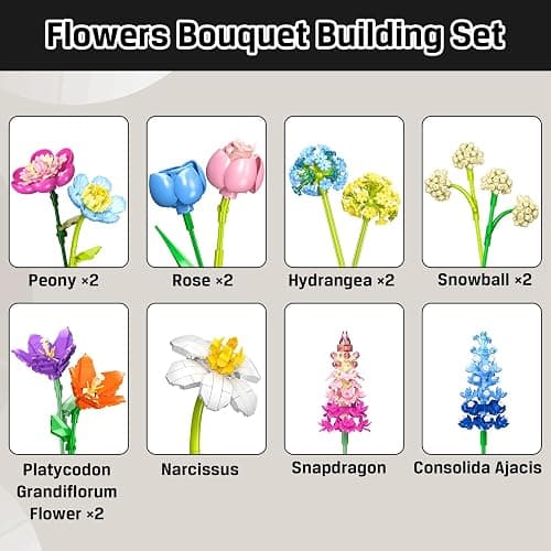 PLAXSOON Flower Bouquet Building Set, 888 PCS Botanical Collection Building Block Toy, Flowers Rose Plant Home Decor, Valentine's Day Christmas Birthday Gift for Adults Women Boys Girls 8+ thumbnail 8