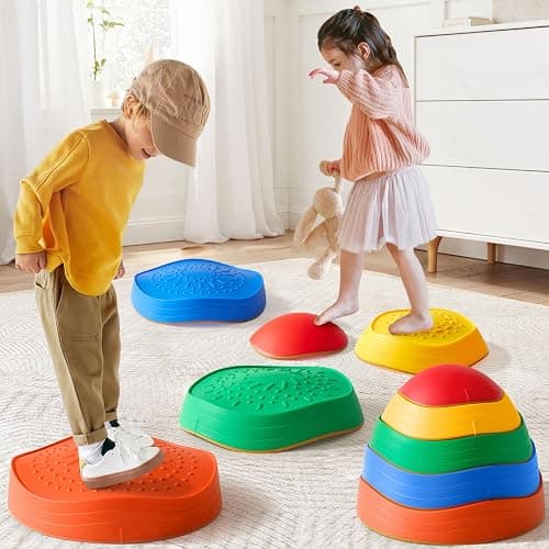 Tiny Land Stepping Stones for Kids, 5pcs Non-Slip Toddler Stepping Stones, Sensory Stepping Stones for Promoting Toddler's Balance & Coordination Skills, Stepping Stones for Toddlers 3-5 - Image 1