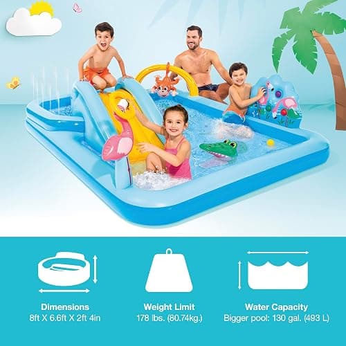 Intex 96" x 78" x 28" Inflatable Jungle Adventure Play Center Spray Kiddie Pool - Backyard Kids Water Slide, Outdoor Blow-Up Splash Pad for Toddlers thumbnail 3