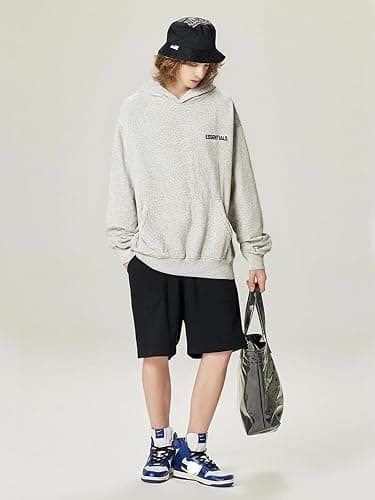 RICK TOP ONE Essentials Unisex Solid Basic Fleece Loose Hoodie Cotton Baggy Sweatshirt Long Sleeve Drop Shoulder Pullovers thumbnail 5