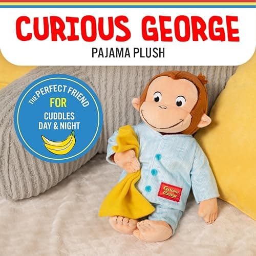 KIDS PREFERRED Curious George in Pajamas Monkey Stuffed Animal Plush Toys Soft Cute Cuddle Plushie Gifts for Baby and Toddler Boys and Girls - 12" Stuffed Animal thumbnail 2