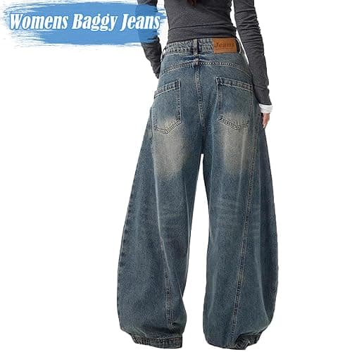 Baggy Barrel Jeans for Men Women Y2K Vintage Oversized Jeans Fashion Grunge Causal Straight Leg Denim Pants thumbnail 3