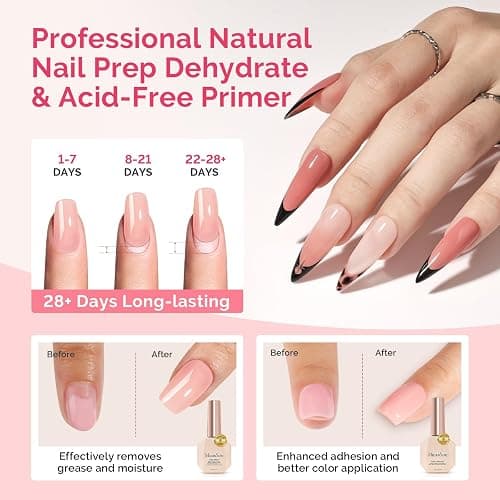 MelodySusie Top Coat Base Coat Nail Dehydrator and Primer Set Long Lasting Shine Nail Polish Art Design Manicure Kit Perfect Gifts for Women Girls 4 Pcs 15ml Clear thumbnail 4