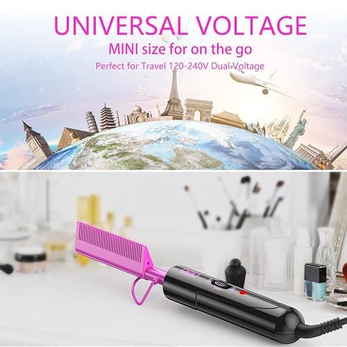 DAN Technology Dual Voltage Ceramic Pressing Comb - 450°F Fast Heating Mini Straightener for Lace Front Wigs and Black Women's Hair thumbnail 4