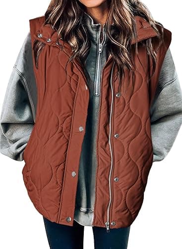 EVALESS Cropped Puffer Vest Women Lightweight Quilted Stand Collar Sleeveless Jackets Fall Winter 2025 Button Zip Up Coat - Image 1