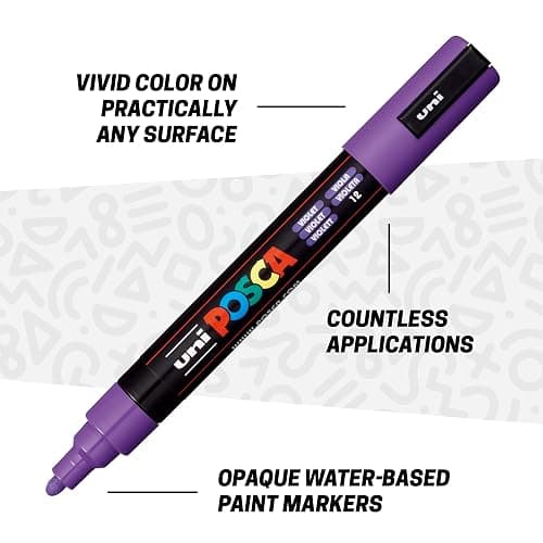 POSCA® Paint-By-Number Canvas Kit with 8 PC-5M Paint Markers (Lilac Dream) | Two 12 x 12 pre-printed canvases, color key & step-by-step instructions, odorless quick-drying paint, beginner-friendly thumbnail 5