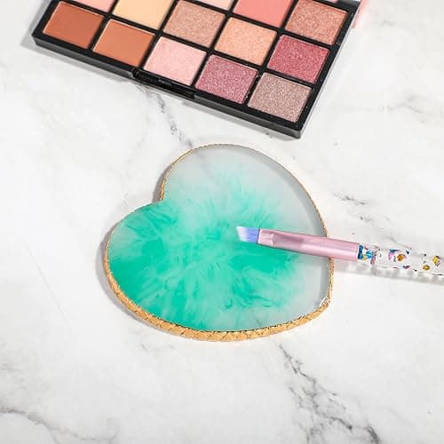 Sibba Resin Nail Art Palette Nail Mixing Palette Polish Color Mixing Plate Golden Edge Nail Holder Display Board Heart Shape Cosmetic Mixing Tools (Green) thumbnail 7