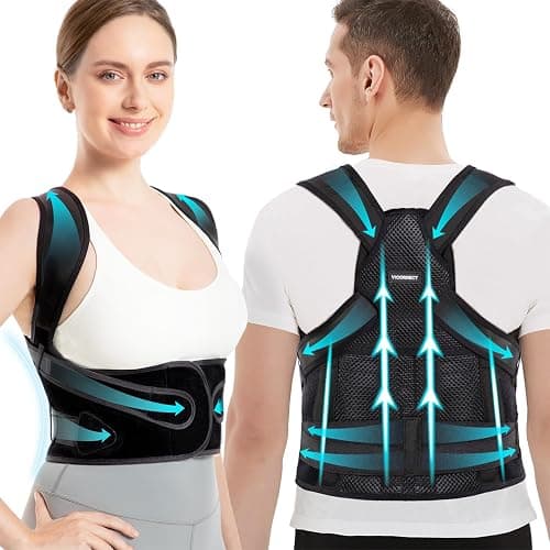 Vicorrect Posture Corrector for Women and Men: Back Brace Support - Shoulders Straightener Relieve Upper Back Pain (Black, Large) - Image 1