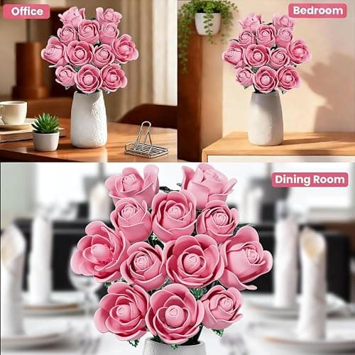 Pink Rose Bouquet Building Set,12Pcs Roses Artificial Flowers Botanical Collection Building Blocks Kit,DIY Rose Building Block Bouquet for Valentine’S Day,Mother’S Day,Home Office Decor (No Vase) thumbnail 6