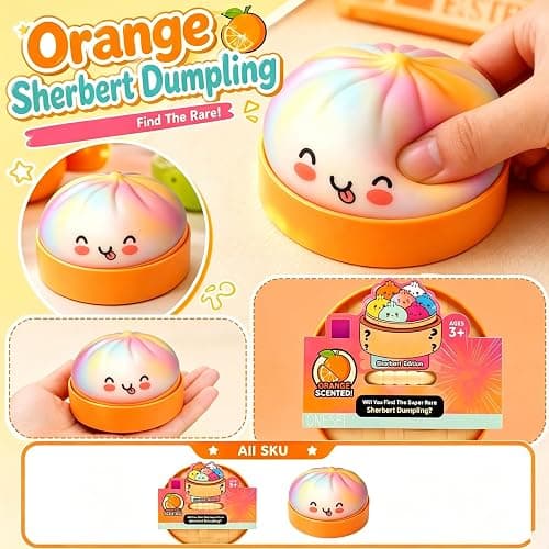 Sherbert Dumpling Mystery Squishy Stress Relief Squeeze Party Favor Gifts | Cute Squeeze Balls Stress Relief Sensory for Holiday Birthday Party Favor Halloween Christmas Gifts thumbnail 4