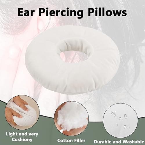 Piercing Pillow for Side Sleepers, Soft and Comfortable Donut Pillow, CNH Pillow Ear Pillows with Holes for Ear Pain, Piercing, Pain Relief Sleeping, Pressure Sore, Ear Pressure Relief (White) thumbnail 3