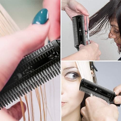 Maitys 3 Pcs Razor Combs for Hair Cutting with 12 Blades, Black | Double Sided Razor Hair Styling Scissors Comb, Split end Trimmer, for Salon & Home thumbnail 3
