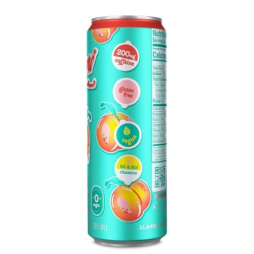 New Alani Juicy Peach Energy Drink Low Calorie, Zero Suger Energy Boost Alani Drinks,12 Fl oz Cans (Pack Of 6) REPACKAGED BY *Besamee storefront* thumbnail 3