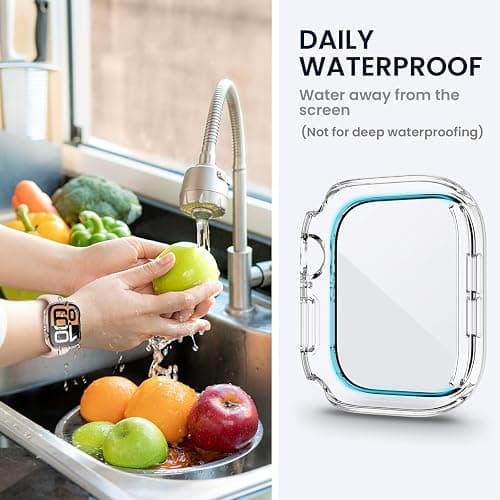 Tensea (2 in 1) for Waterproof Apple Watch Screen Protector Case Series 11/10 42mm Accessories, 360 Front and Back, iWatch PC Face Cover with Tempered Glass for Women Men, 42 mm thumbnail 4