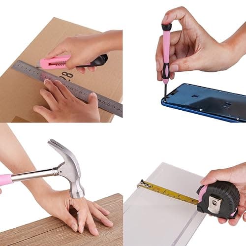 39 Piece All Purpose Basic Household Pink Tool Kit for Women - Small Tool Set with Toolbox Great for Home, Garage, Office and College Dormitory Use thumbnail 5
