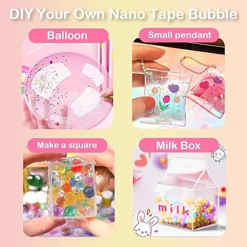 KAWAIZOO 8 Rolls Nano Tape Bubble Kit for Kids with Box,Nano Tape Squishy Maker Kit,Nano Bubble Tape Kit,Nano Tape Bubbles DIY Craft Kit for Girls,Kids thumbnail 5