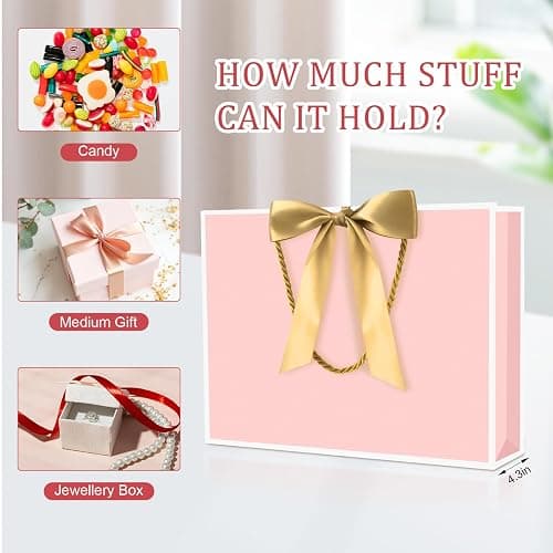 JMANNI Gift Bags, 1PCS Gift Bags Large with Ribbon and 1 Greeting Cards 2 Tissue Paper, Portable Paper Gift Bag with Handles, Birthday Gift Bags,Present Bags for Wedding Party Mothers Day thumbnail 6