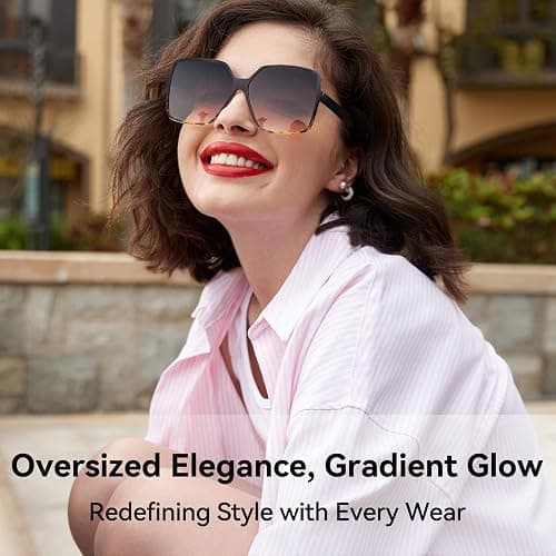 Dollger Oversized Square Sunglasses for Women Big Large Wide Fashion Shades for Men UV Protection Unisex thumbnail 4