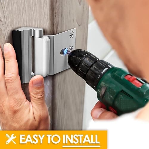 Door Reinforcement Lock Home Security - Door Locks for Kids Safety Childproof Door Latch Guard with 3" Stop Withstand 800 lbs Inward Swinging Front Door Upgrade Night Lock Prevent Unauthorized Entry thumbnail 4
