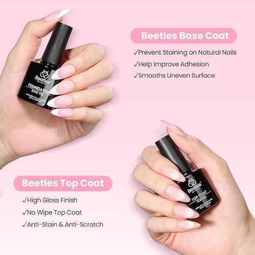 Beetles Gel Nail Kit Flat-X, Almond Medium, 320pcs 16 Sizes Nail tips, with 15g Nail Glue Gel Hands-Free, 7.5ml Base Gel & Top Coat, Mini Lamp, for Acrylic Press On Nail, Extension DIY Set at Home thumbnail 7