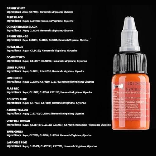 Hawink Tattoo Ink Set 1/2 oz (15ml) Tattoo Supply 14 Colors Pigment Kit Ink USA TI203-15-14 thumbnail 3