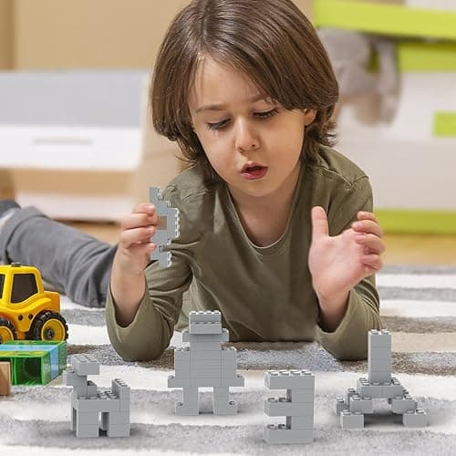 500 Piece Gray 2x4 Bricks Bulk, Classic Grey Building Block Flat, Compatible with Lego Parts and Pieces, MOC Building Bricks DIY Play Set for Kids Age 6+ thumbnail 2
