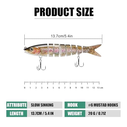 TRUSCEND Easy Catch Swimmax, Magic Noisy Turbulent Wiggling and Vibrating Actions for More Bites, Segmented Swimbait Jointed by Dyneema Strongest Fiber, Lifelike Fishing Lures for Relax Family Fishing thumbnail 2