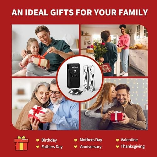 WETOLS Multitool with Pocket Knife, Birthday Gifts for Men Women Mom Dad, 21-in-1 Stainless Steel Pliers with Screwdrivers, Self-locking Multi tools with EDC Sheath, Ideal for Home, Camping, Survival - Silver - 21-in-1 thumbnail 9