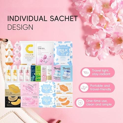 27PCS Pamper Gifts for Women - Teenage Girls Gifts - Skincare Set with Face Mask,Sleeping Face Mask,Face Serum,Face Cream,Body Cream,Lip Mask,Eye Patch - Birthday Gifts for Women - Skin Care Gift Set thumbnail 4