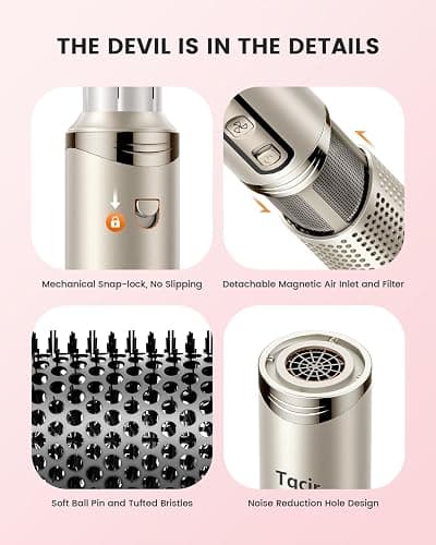 Tqcir 5-in-1 Professional Hair Dryer Brush, Powerful Multi-Styler with Auto-Wrap Curlers, Fast Drying Curling Straightening Volumizing Without Heat Damage, Storage Case Best Gift for Girl/Women thumbnail 7