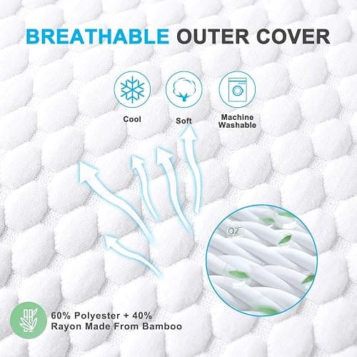 VVZ Cooling Shredded Memory Foam Pillows King Size 2 Pack, Adjustable Firm Bed Pillows for Side Back Stomach Sleepers, Luxury Gel Pillow for Hot Sleepers with Breathable Washable Cover thumbnail 6