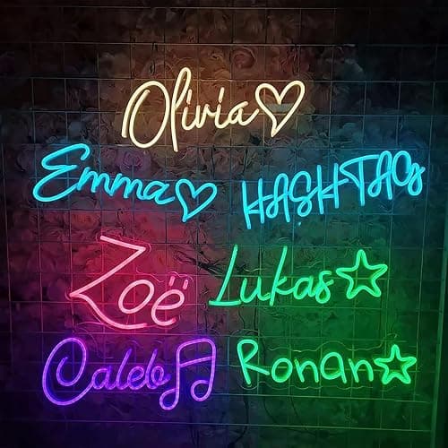Custom Neon Signs for Wall Decor LED Customizable Neon Light Signs for Bedroom Wedding Birthday Personalized Name Light up Sign Pink Sign Boy Girl Decoration - 1-Color More thumbnail 6