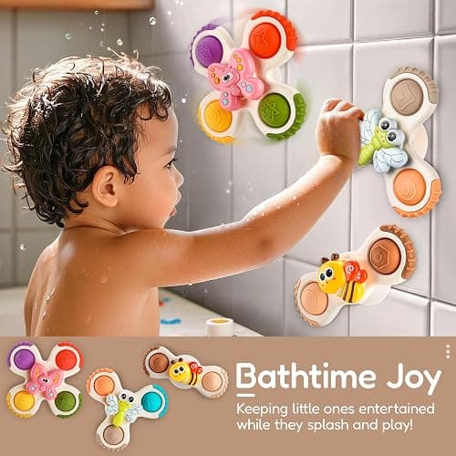 ALASOU 3PCS Pop Suction Cup Spinner Toys for 1 Year Old Boy Girl|Novelty Spinning Tops Toddler Stocking Stuffers|Baby Bath Toy for Kids Ages 1-3|1 Year Old Boy Christmas Birthday Gift for Infant thumbnail 8