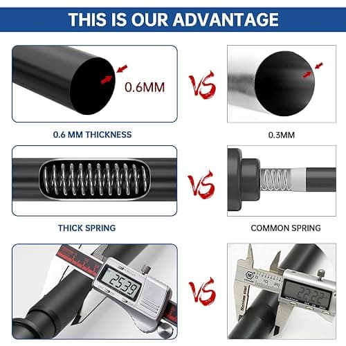 BRIOFOX Industrial Shower Curtain Rod - 2-in-1 Design Tension Curtain Rod - Never Rust Non-Slip 43 to 72 Inch Stainless Steel, Matte Black Window Curtain Rod thumbnail 7