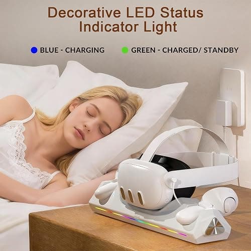 Charging Dock for Oculus/Meta Quest 3S,Oculus/Meta Quest 3 Magnetic Charging Station for VR Headset Controllers,with 2 Rechargeable 2100mAh Batteries, USB-C Charger, LED Indicator thumbnail 5