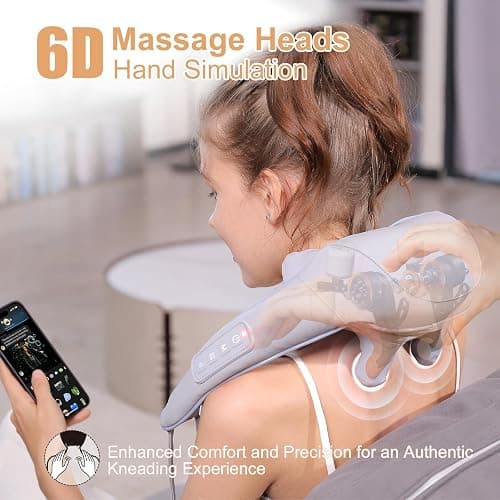 MASGRE Electric Shiatsu Back and Neck Massager, Cordless Shoulder Massager with Heat, Deep Tissue 3D Kneading Massage Pillow for Shoulder, Leg, Body Muscle Pain Relief, Gifts for Men Women thumbnail 4